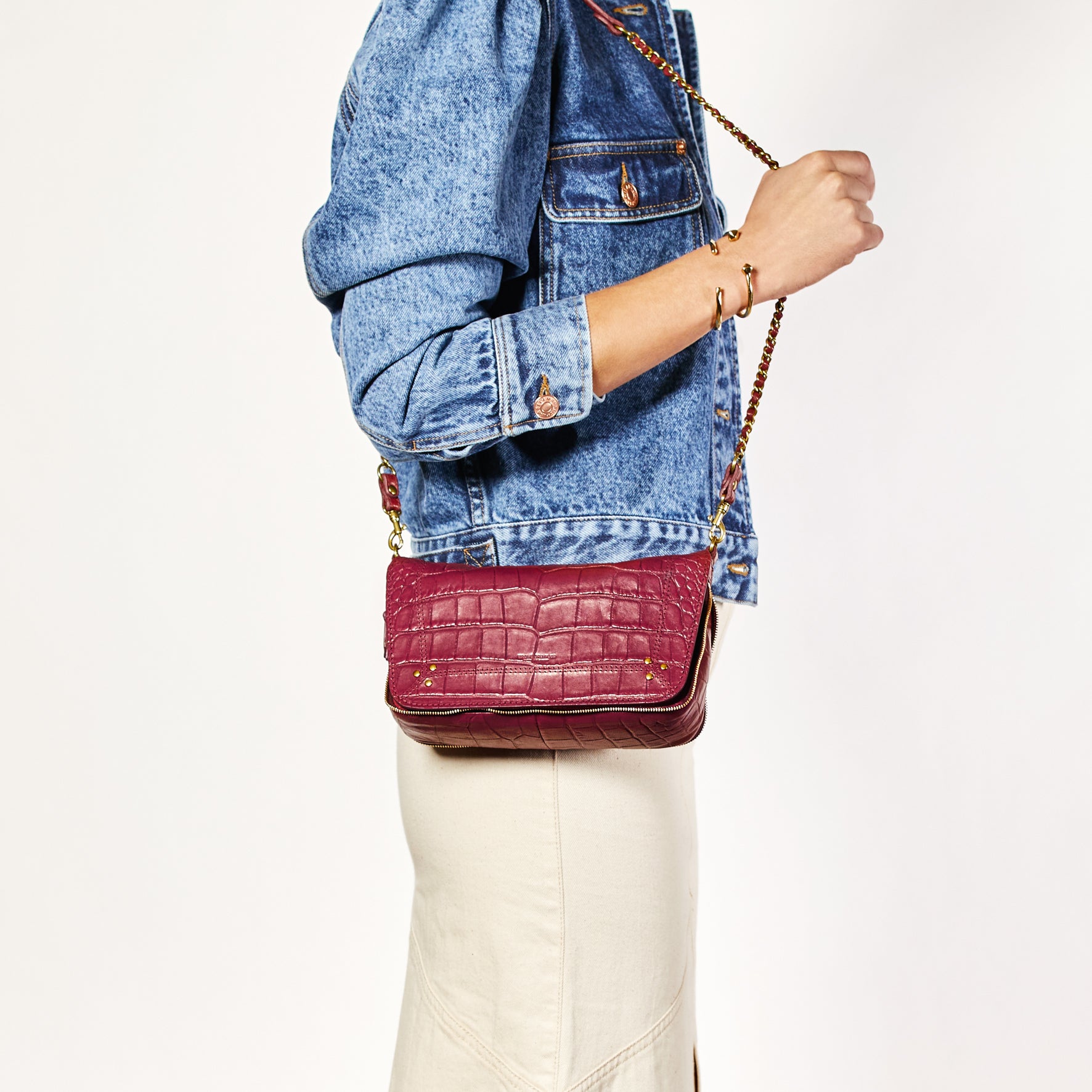 Bobi S Agneau croco bordeaux Jerome Dreyfuss