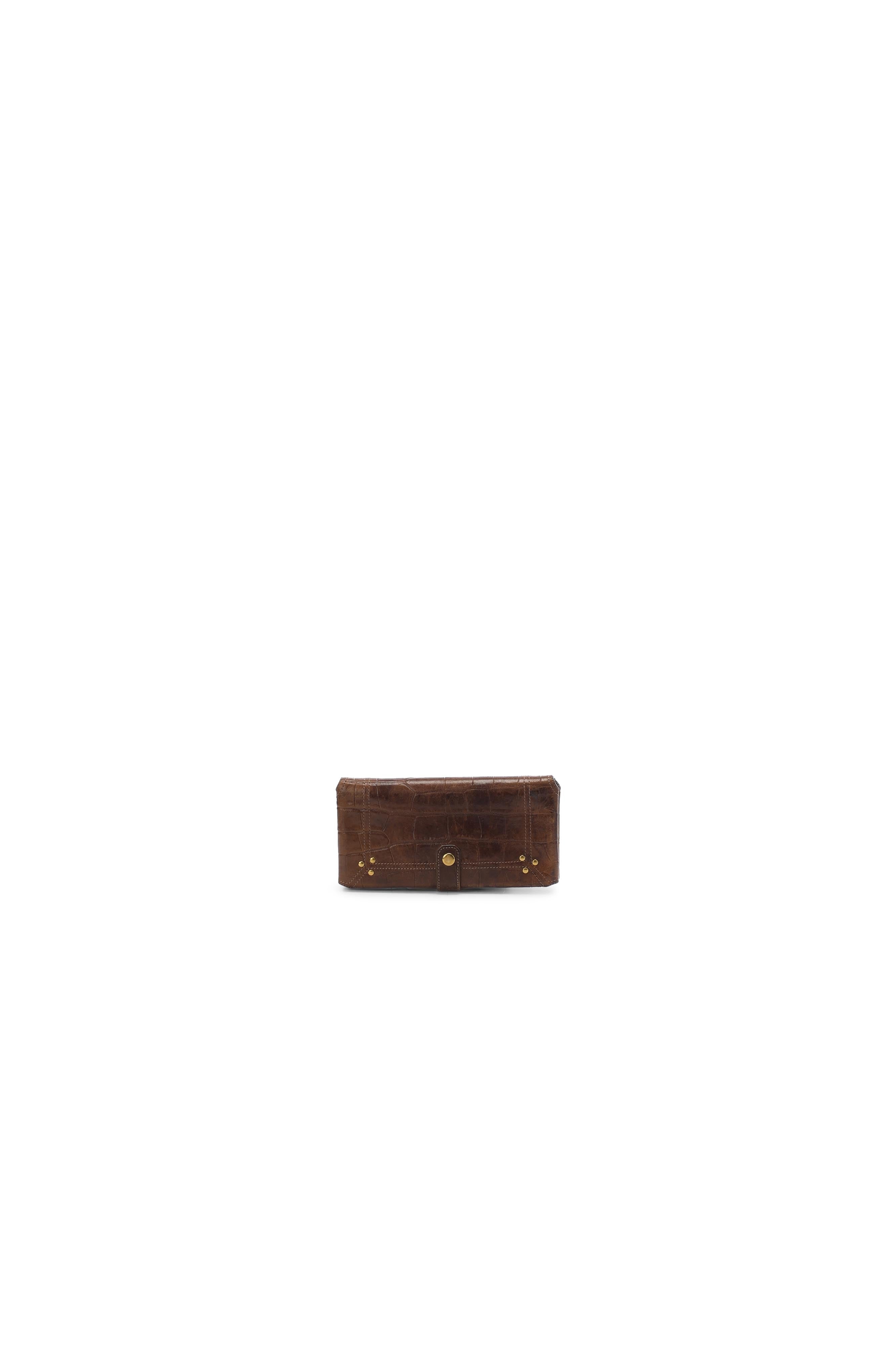 Porte mobile L Agneau croco kaki Jerome Dreyfuss