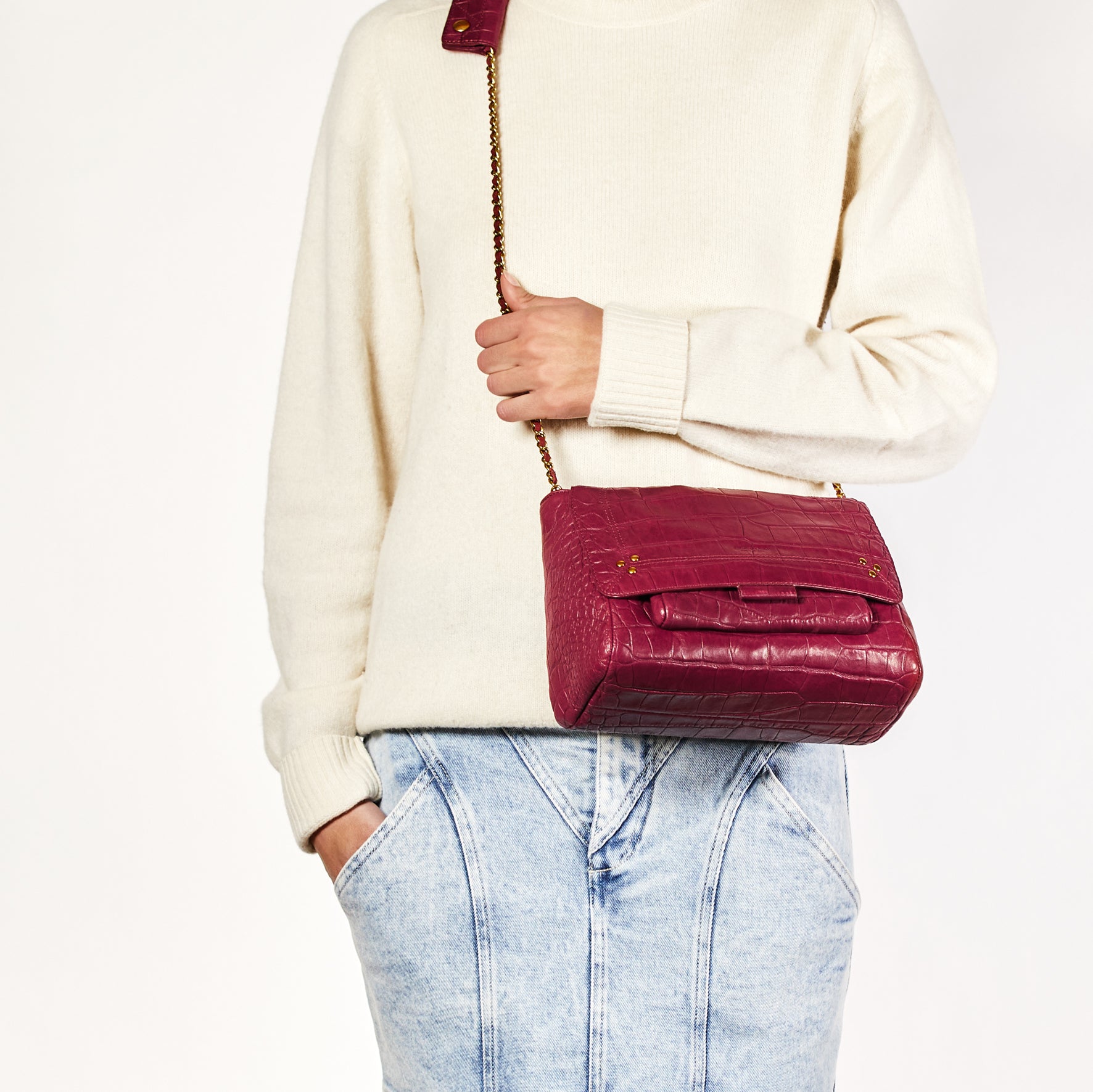 Lulu M Agneau croco bordeaux Jerome Dreyfuss