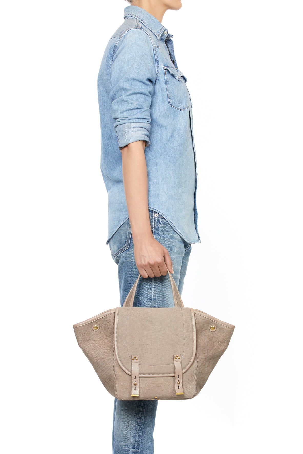 Stan Panier M Taurillon Imprimé Croco Stone Jerome Dreyfuss
