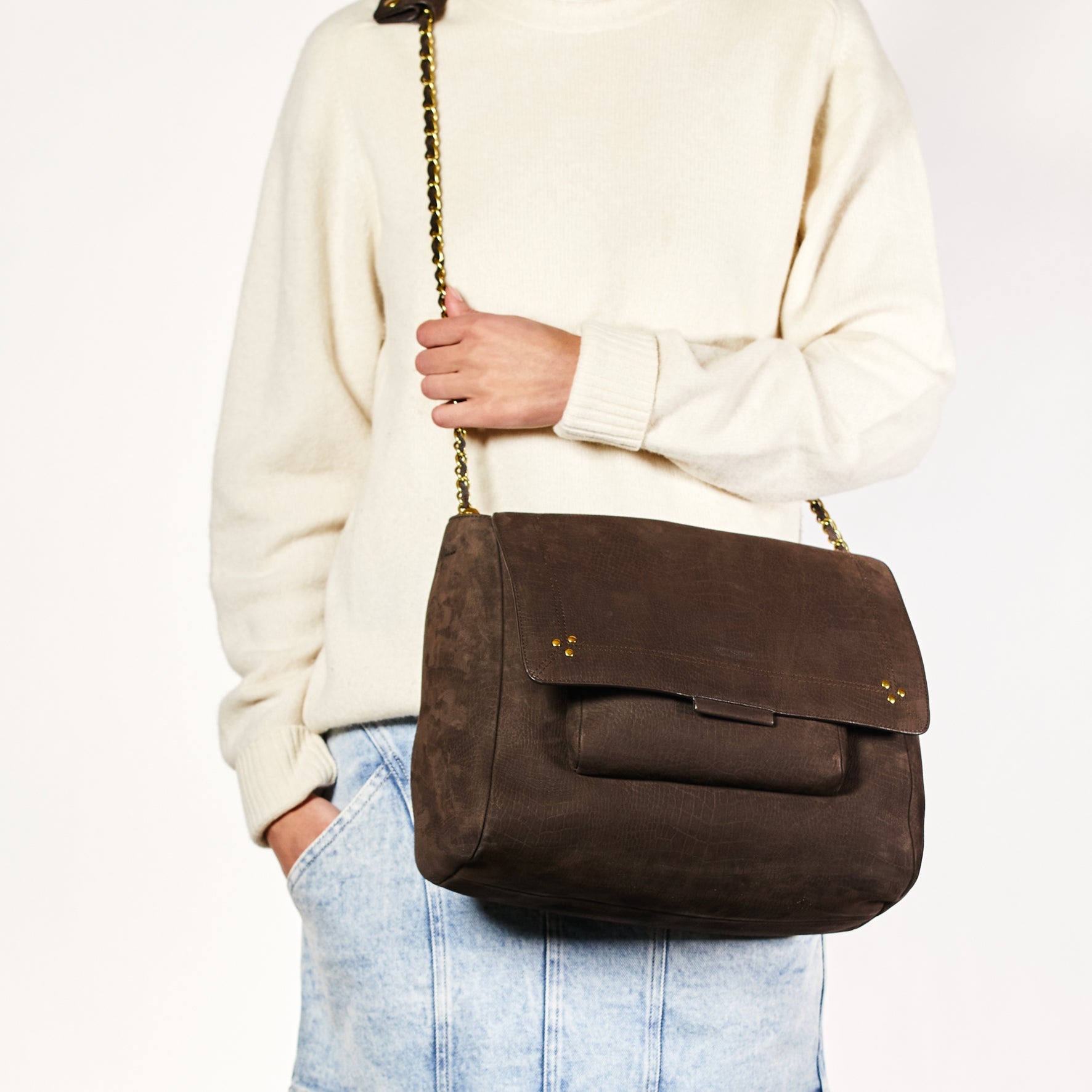 Lulu XL taurillon croco moka Jerome Dreyfuss