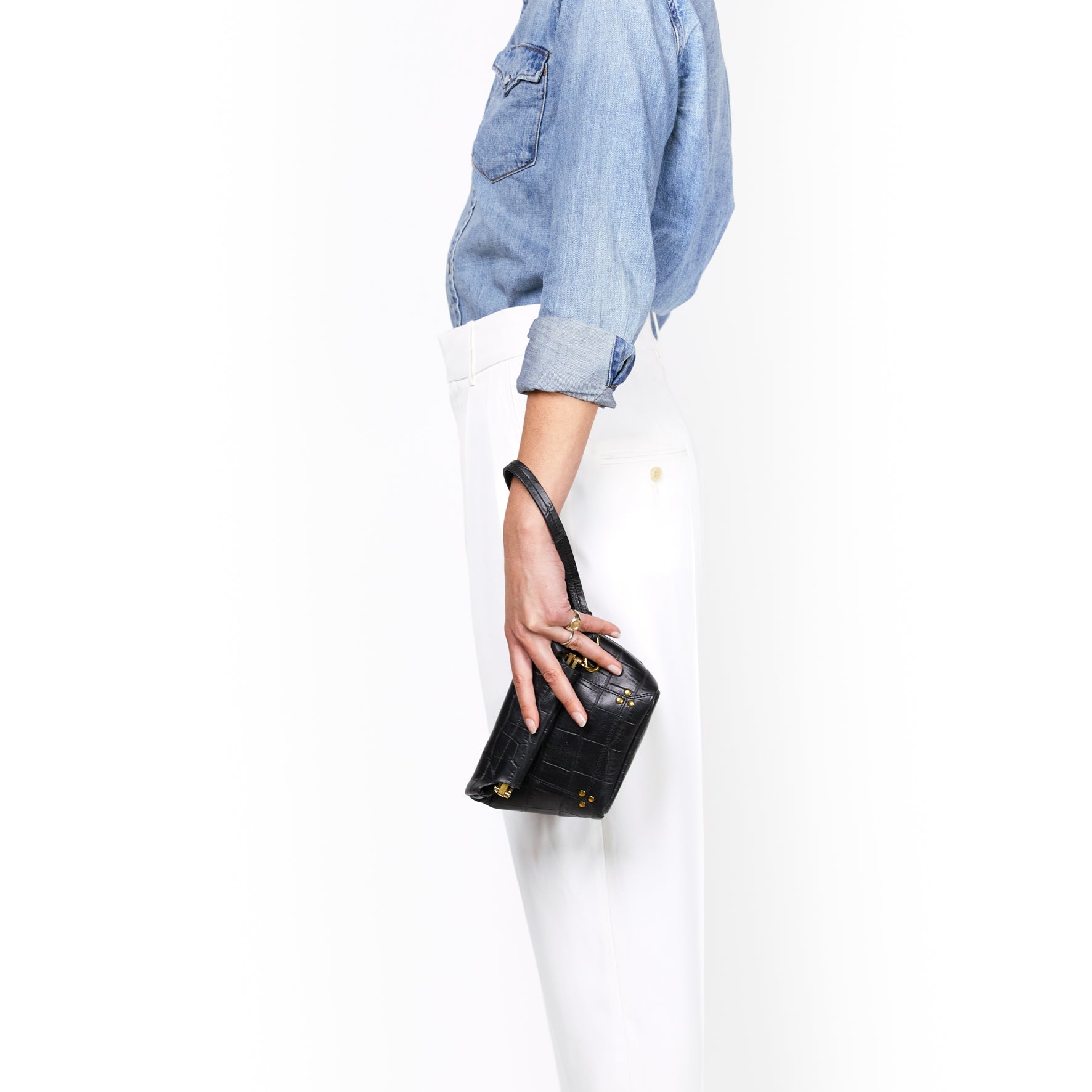 Clic Clac S Soft Vachette Croco Noir Jerome Dreyfuss
