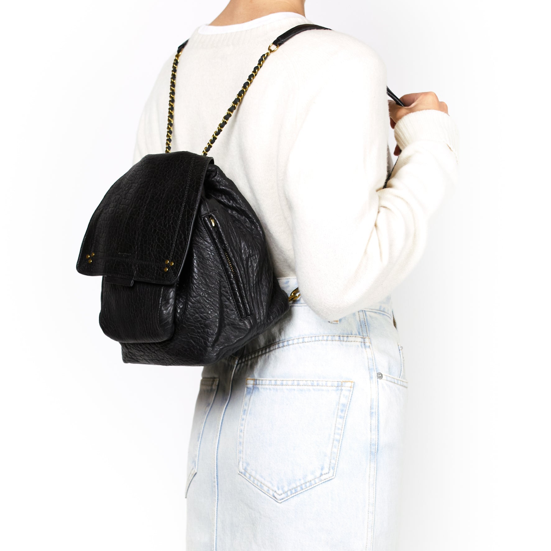 Lulu sac à dos Agneau Noir Jerome Dreyfuss