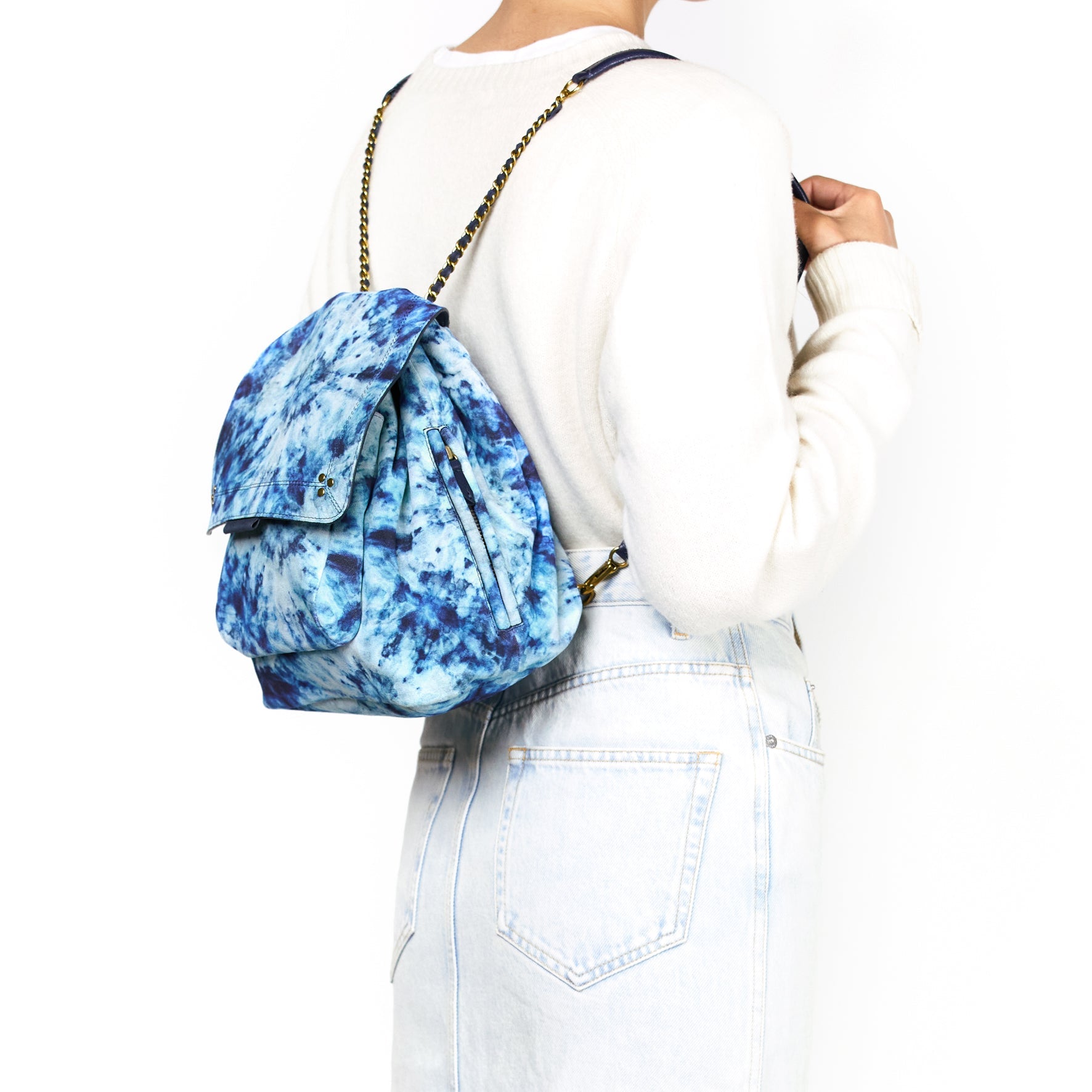 Lulu sac à dos croute velours Tie'dye Bleu Jerome Dreyfuss