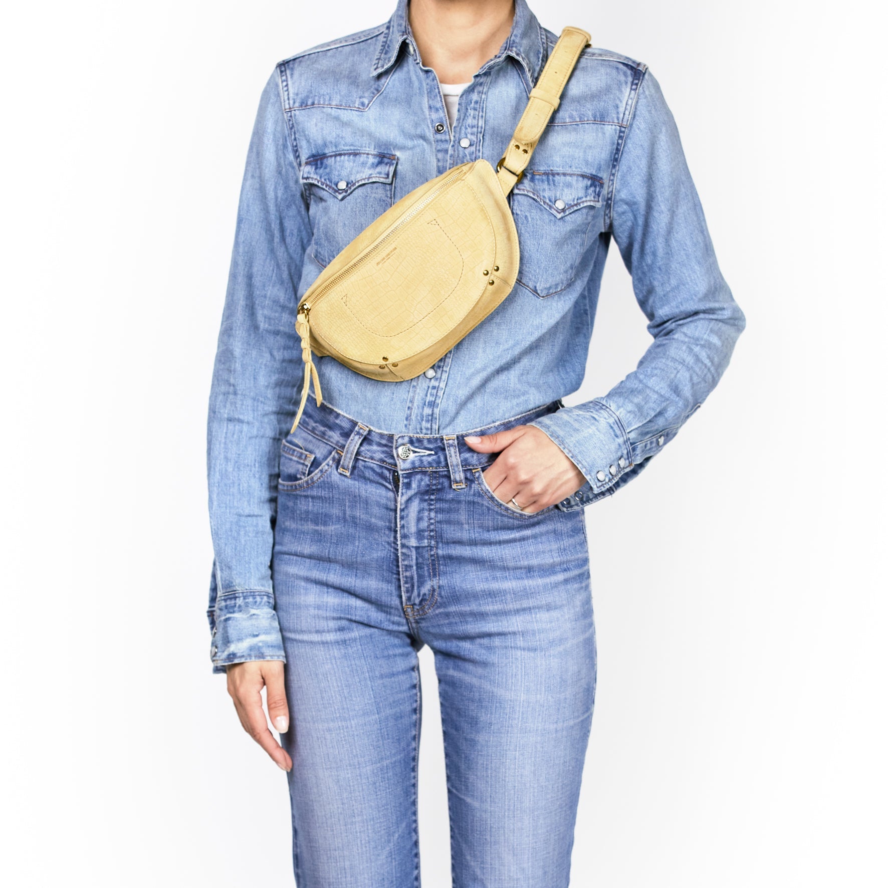 Lino banane taurillon Croco Jaune Jerome Dreyfuss