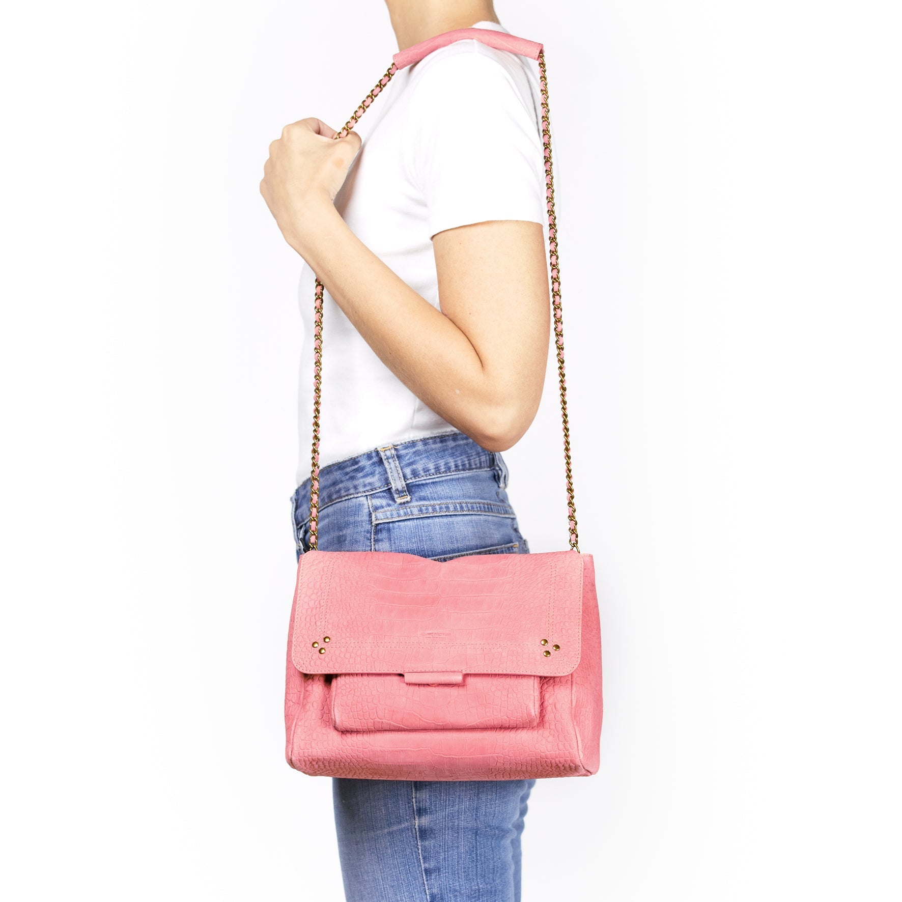Lulu L Veau Nub Croco Rose Jerome Dreyfuss