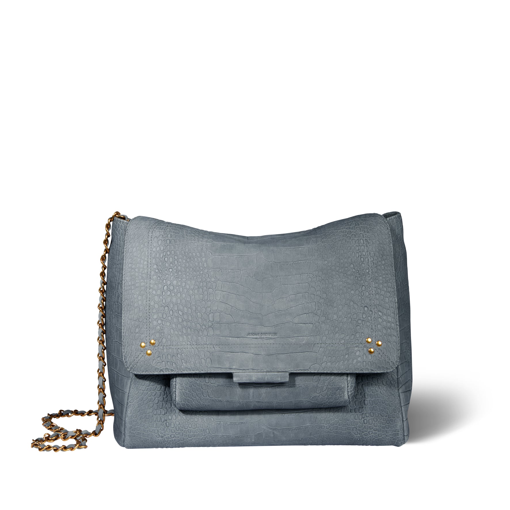 Lulu XL Veau nubuck croco gris Jerome Dreyfuss