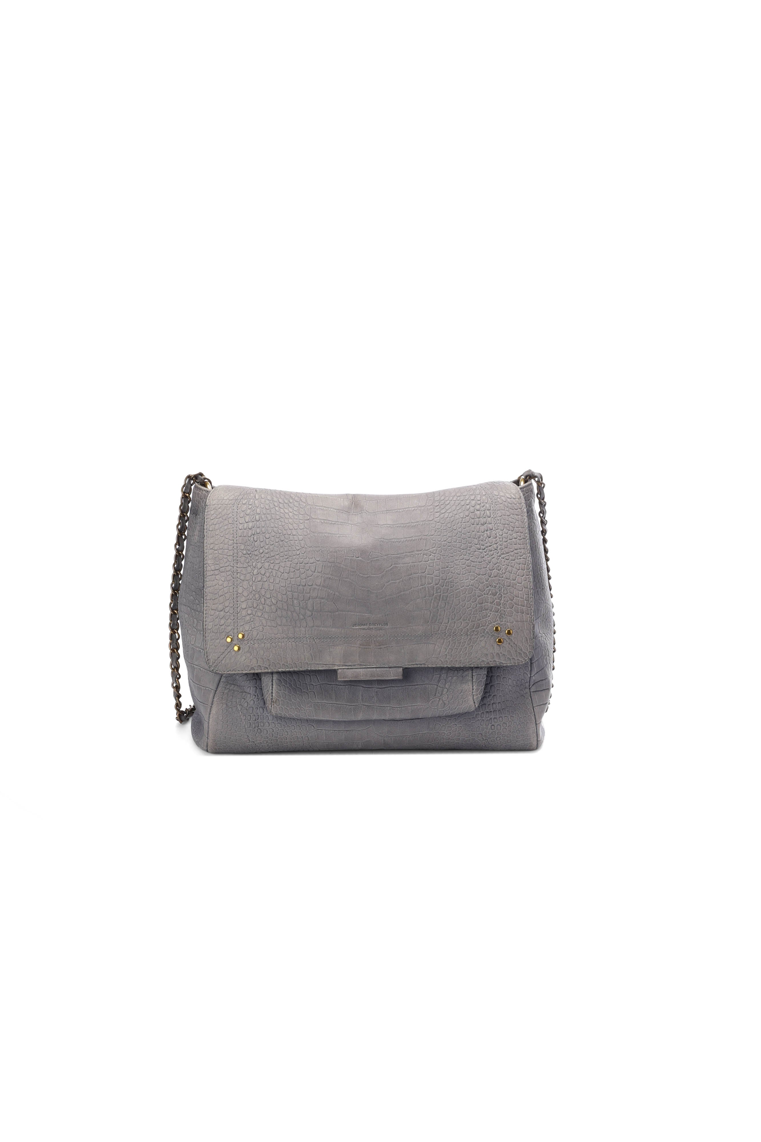 Lulu XL Veau nubuck croco gris Jerome Dreyfuss