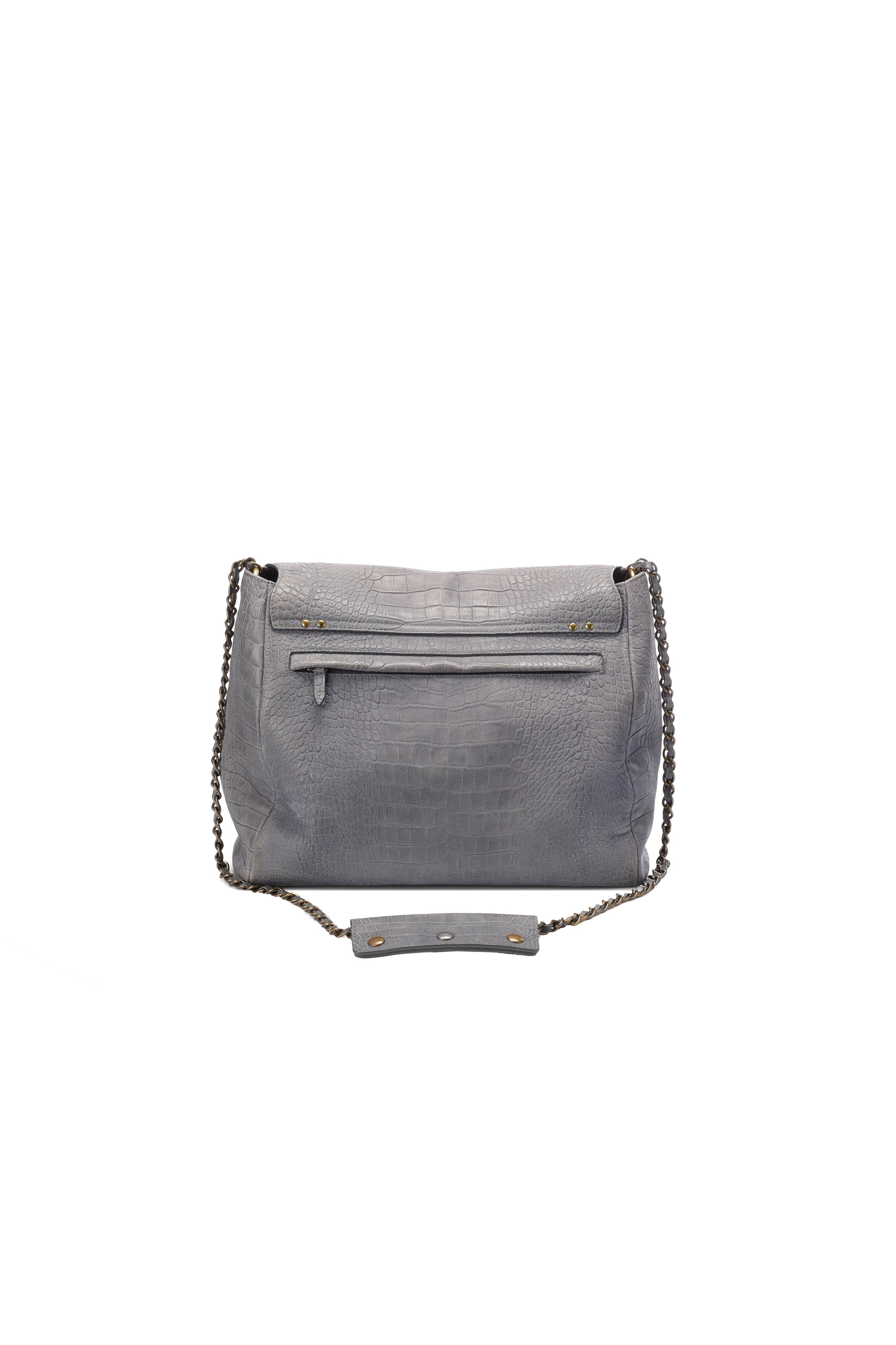 Lulu XL Veau nubuck croco gris Jerome Dreyfuss