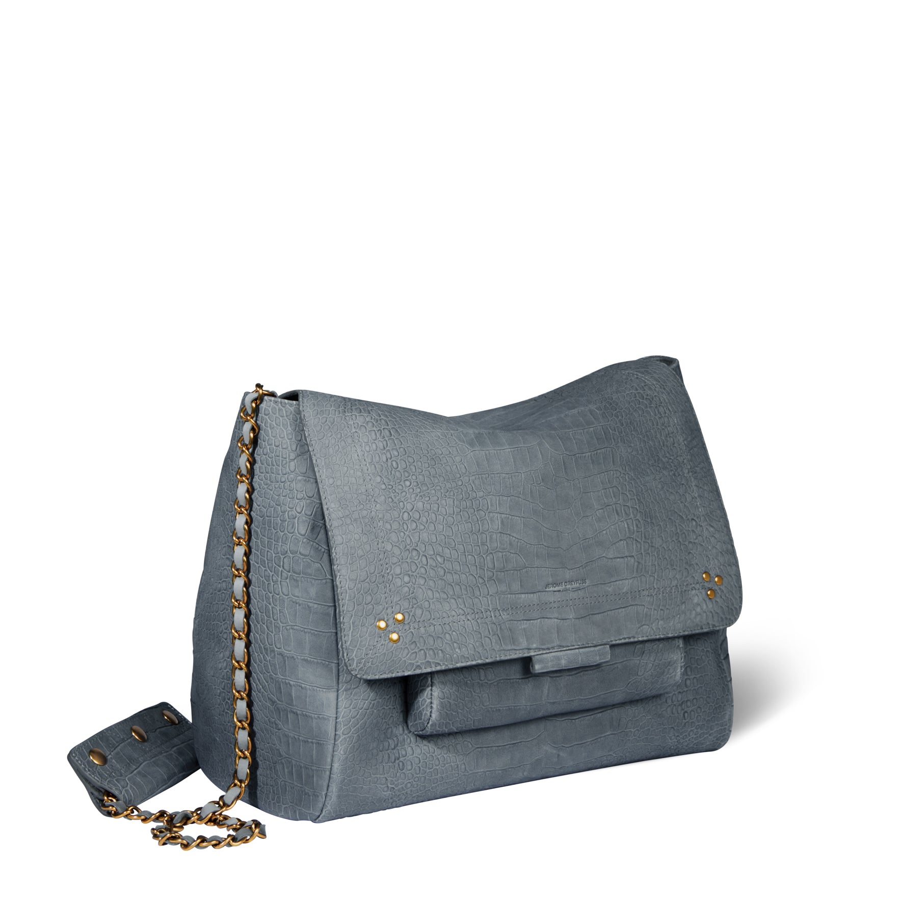 Lulu XL Veau nubuck croco gris Jerome Dreyfuss
