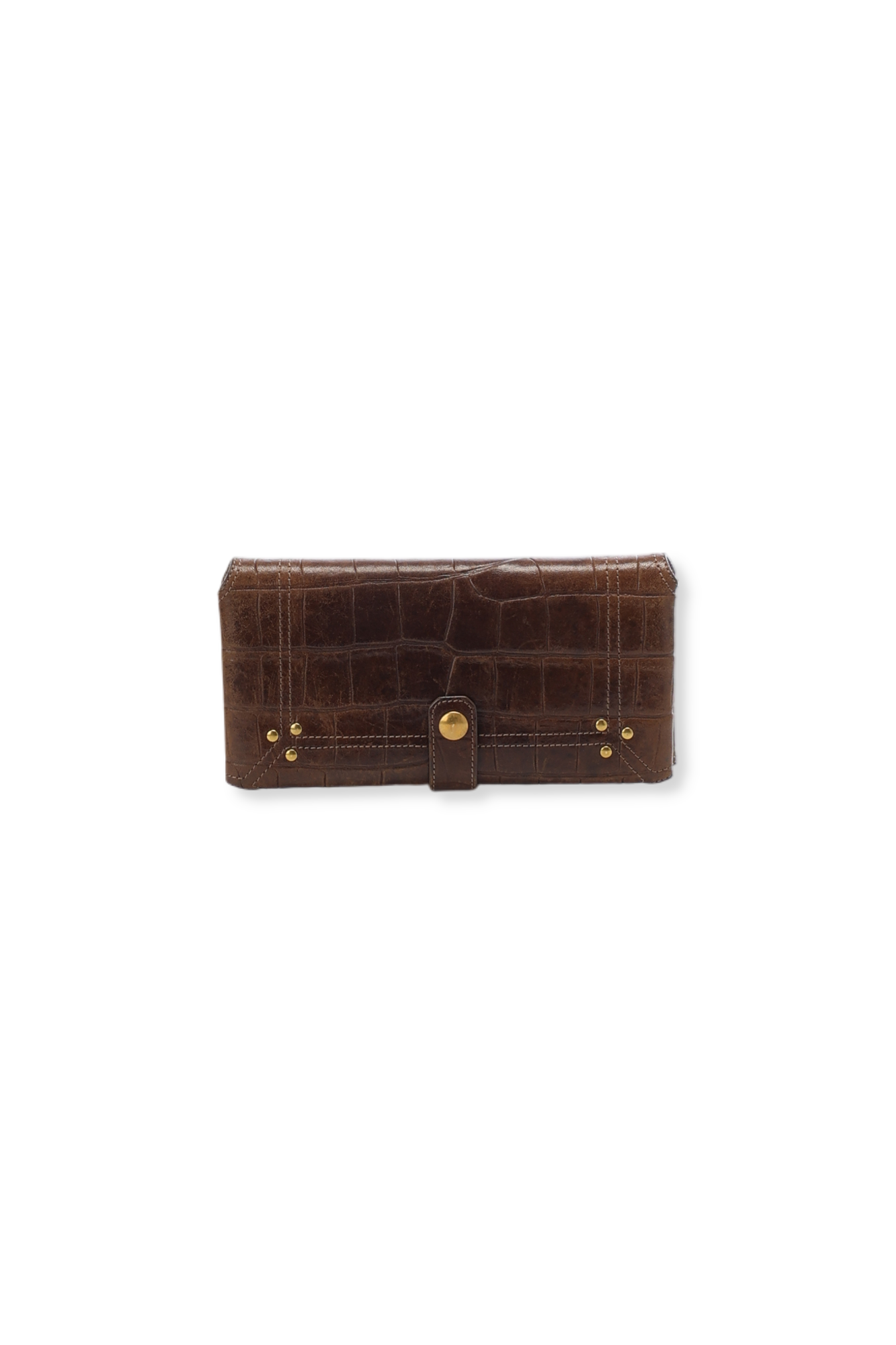 Porte mobile L Agneau croco kaki Jerome Dreyfuss