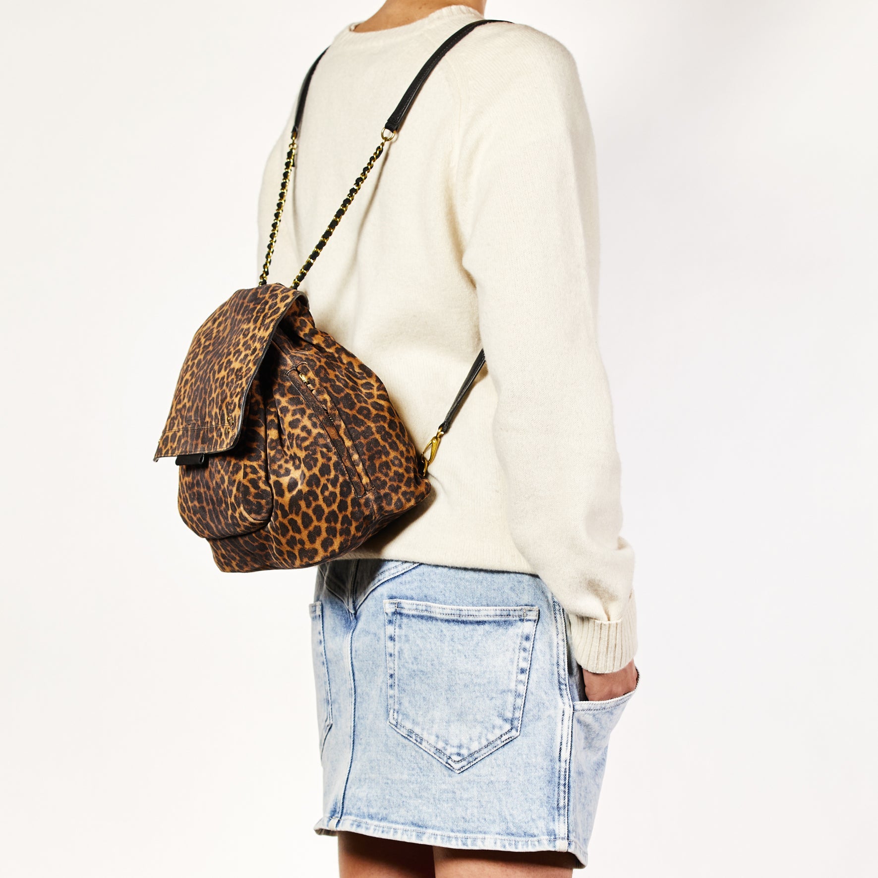 Lulu sac à dos croute velours léo chamois Jerome Dreyfuss