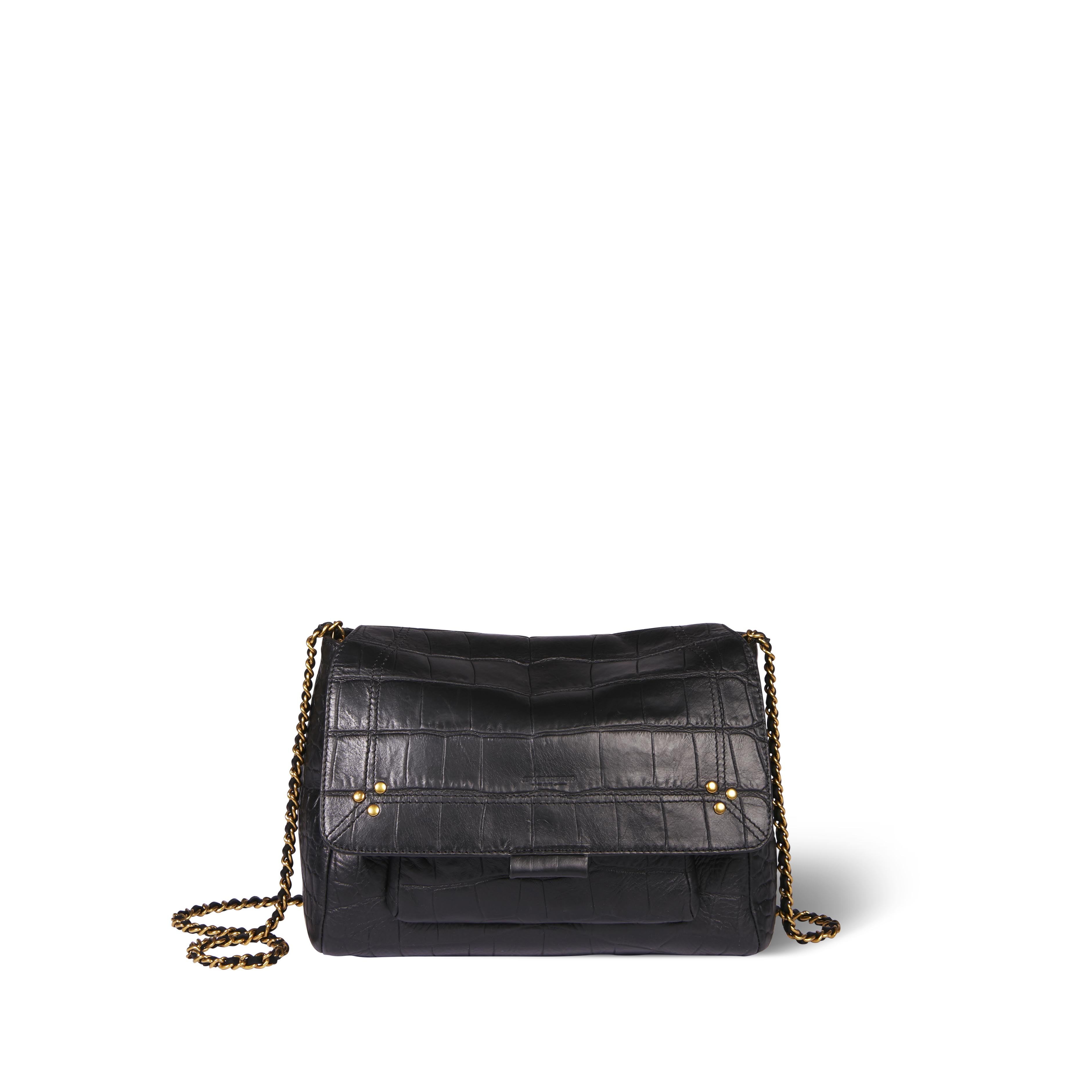Lulu M Vachette croco noir Jerome Dreyfuss