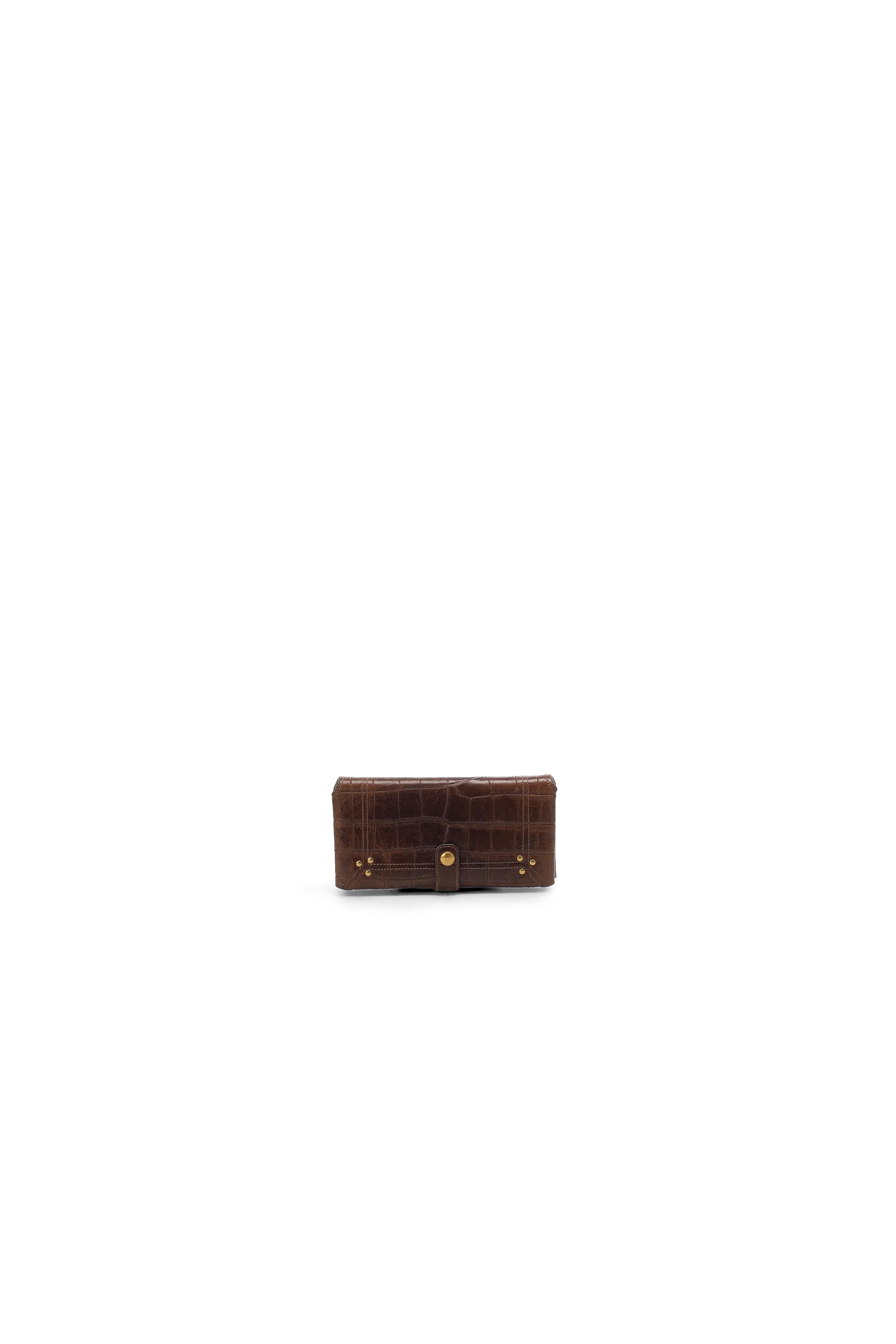 Porte mobile L Agneau croco kaki Jerome Dreyfuss