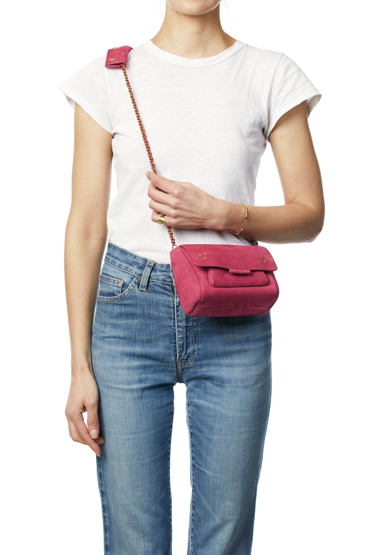 Lulu S taurillon Imprimé Croco Framboise Jerome Dreyfuss