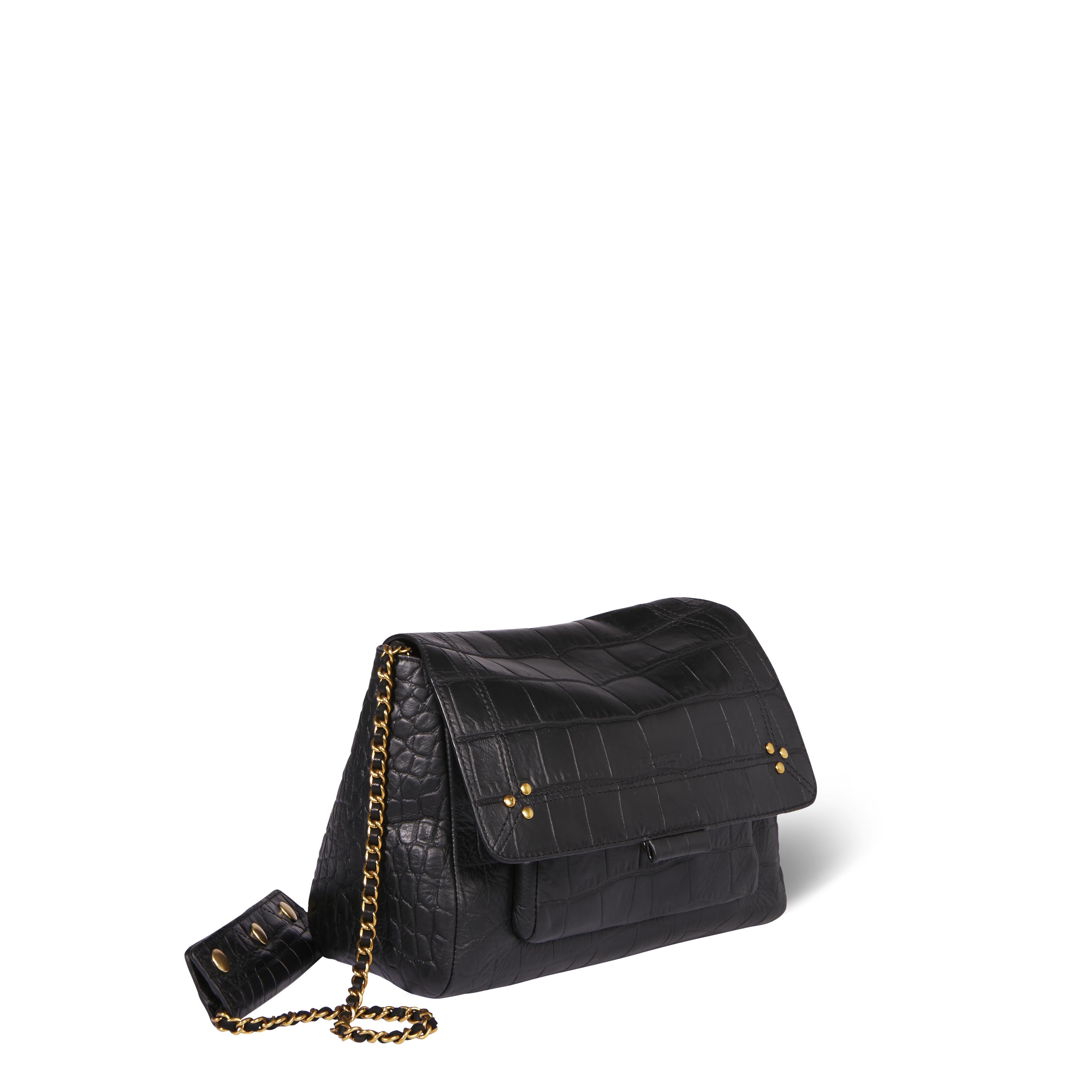 Lulu M Vachette croco noir Jerome Dreyfuss