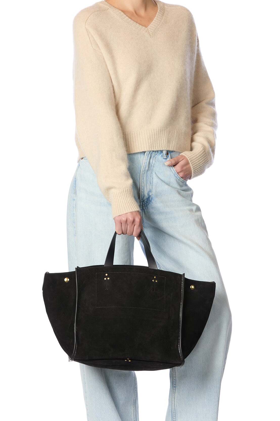 Sac Cabas Léon M Croûte Velours Noir Jerome Dreyfuss
