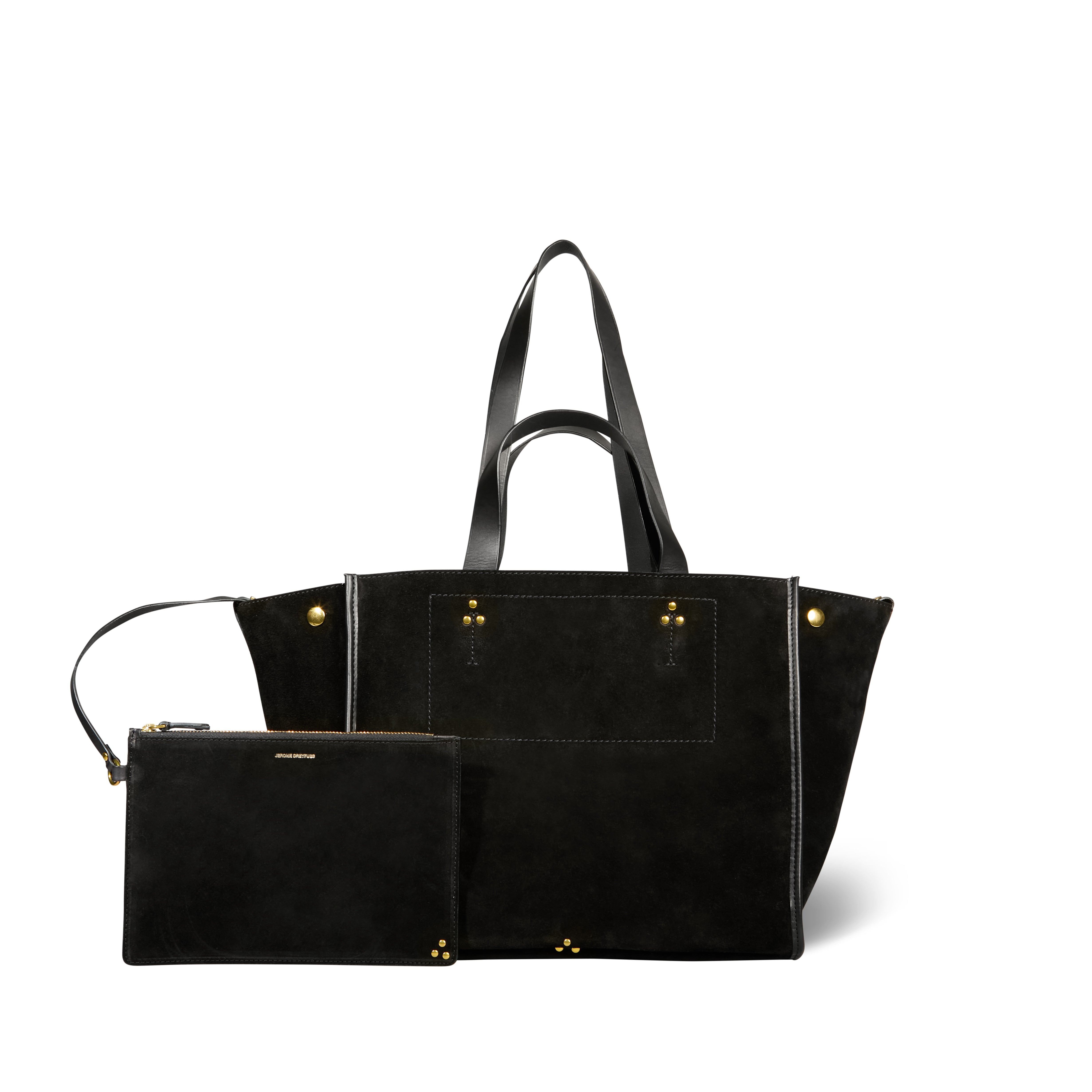 Sac Cabas Léon M Croûte Velours Noir Jerome Dreyfuss