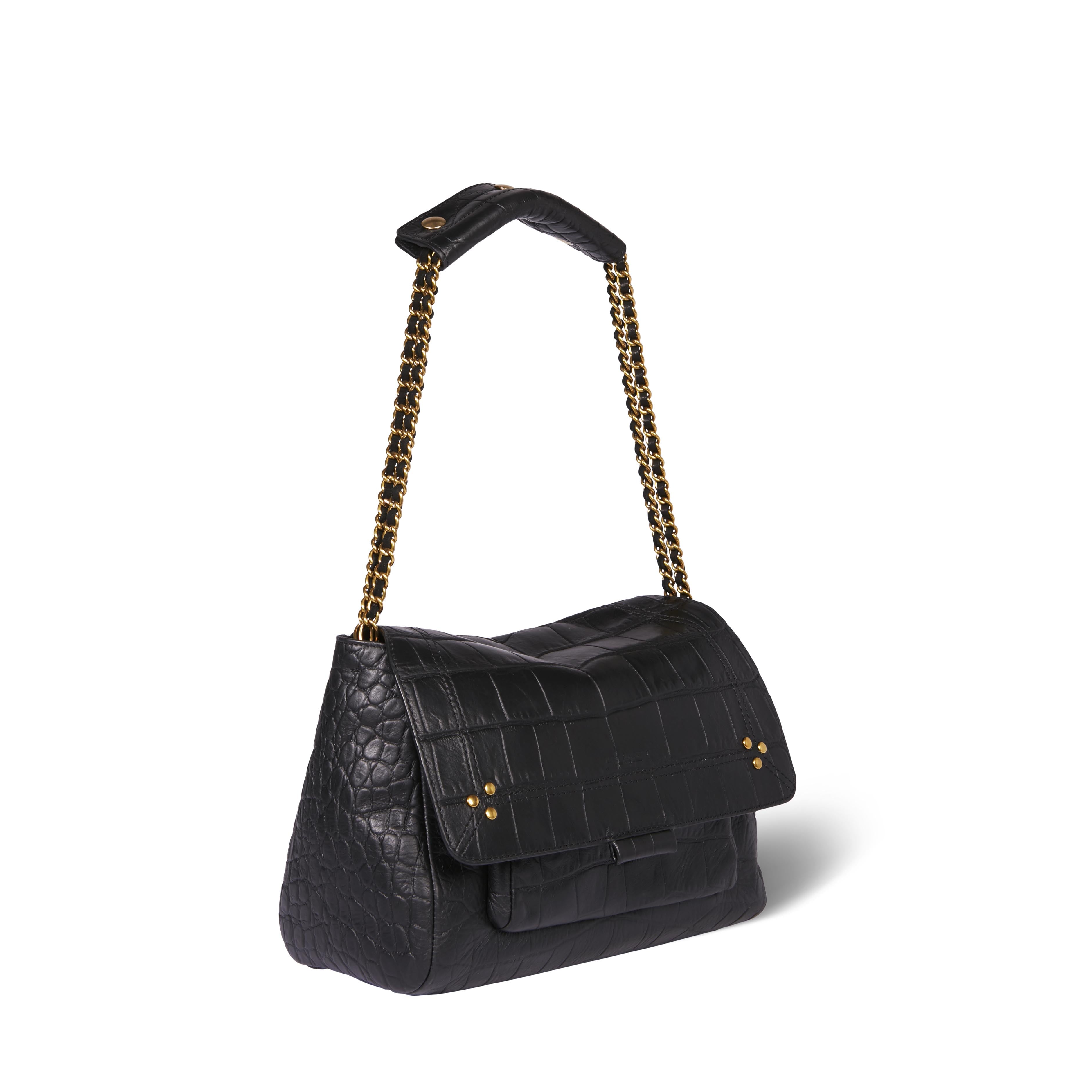 Lulu M Vachette croco noir Jerome Dreyfuss