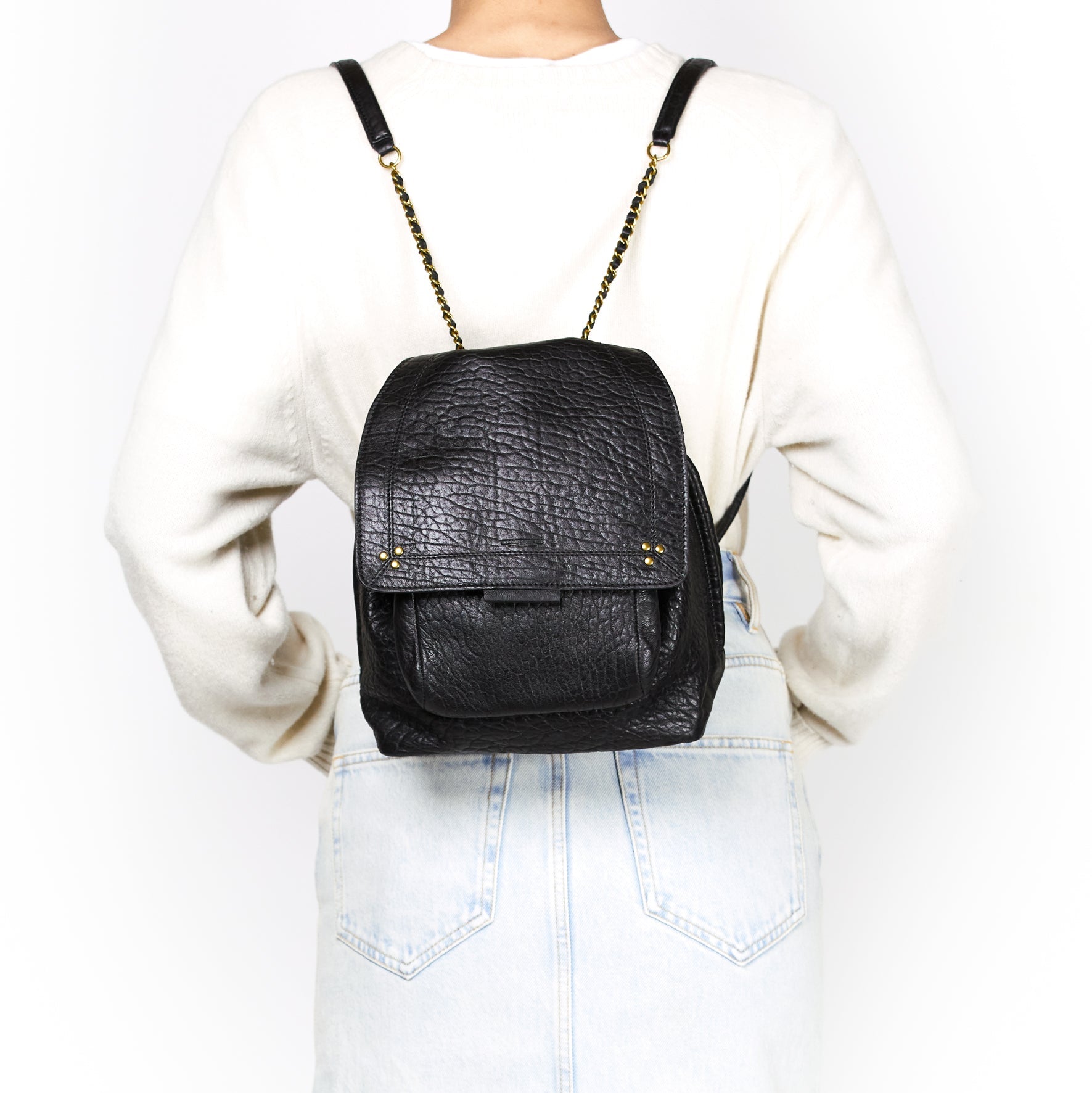 Lulu sac à dos Agneau Noir Jerome Dreyfuss