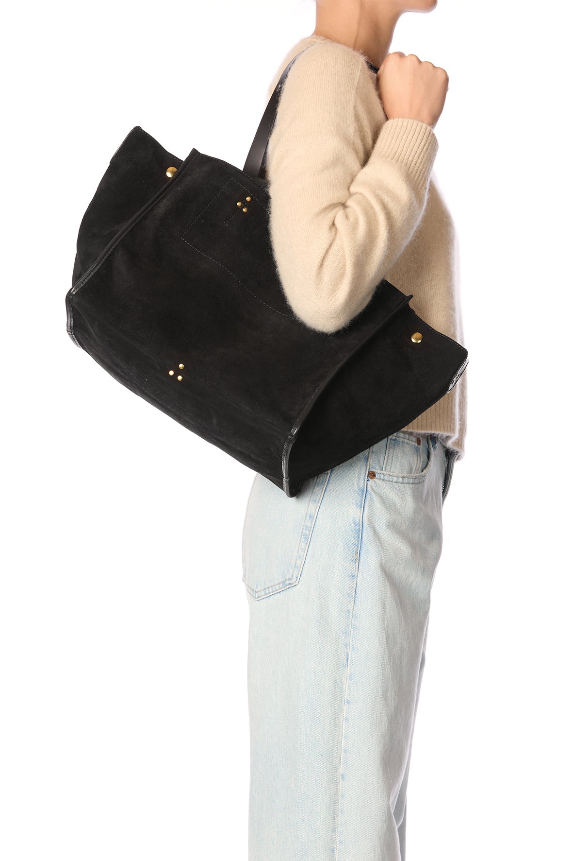 Sac Cabas Léon M Croûte Velours Noir Jerome Dreyfuss