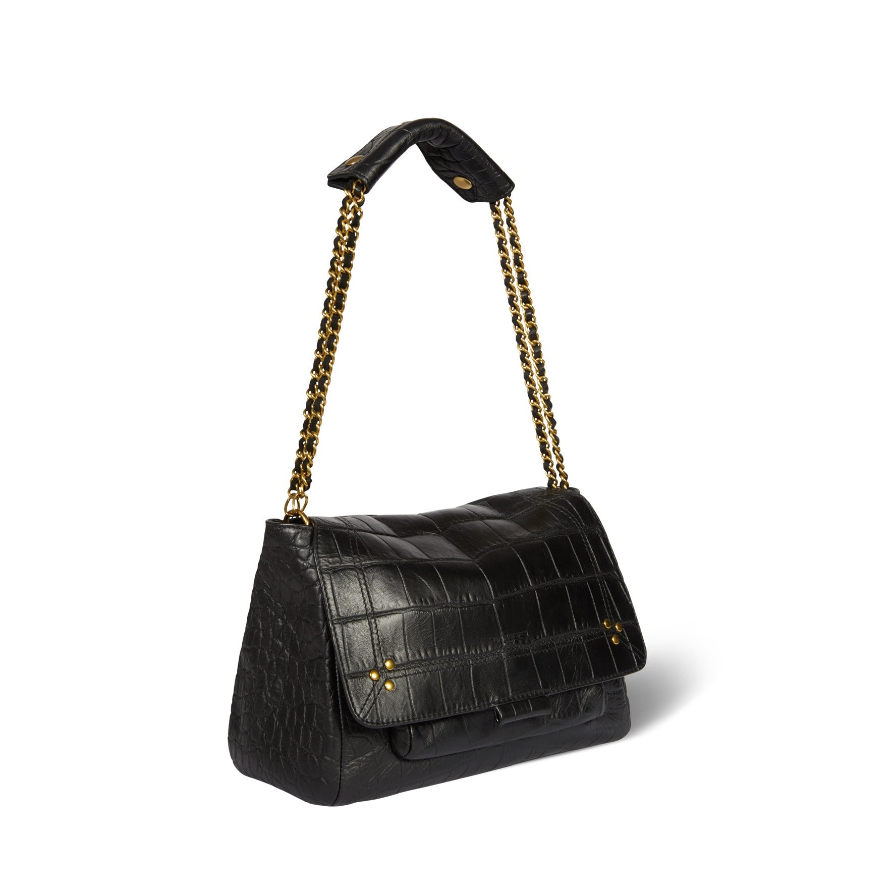 Lulu M Vachette croco noir Jerome Dreyfuss