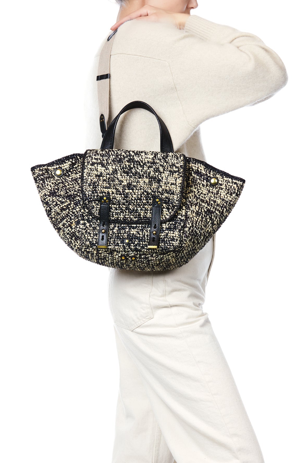 Sac Stan Panier M Raphia Noir Jerome Dreyfuss